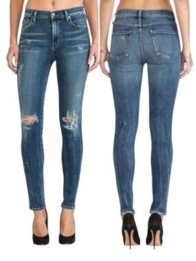 COH the Rocket High Rise Skinny Sz 24 Distressed Blue Jeans with Holes Worn Look